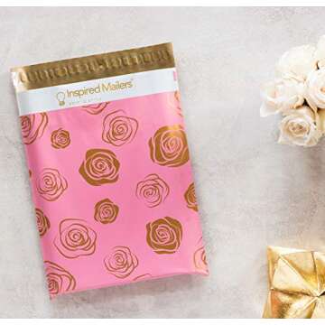 Inspired Mailers Gold Roses Poly Mailers 14.5x19 - 50 Pack