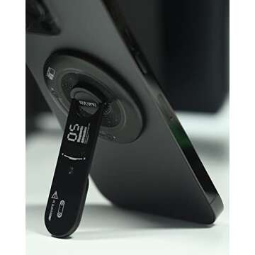 Aulumu G05 for MagSafe Stand Grip | Removable 360° Adjustable Phone Kickstand with Box Opener | Compatible with MagSafe for iPhone 16/15/14/13/12 Series - Black