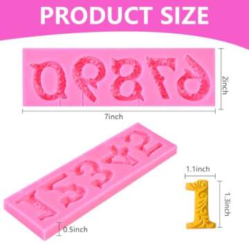 OBTANIM Silicone Number 0-9 3D Embossed Fondant Chocolate Mold with Stick Hole for Birthday Cake Decorating DIY Baking