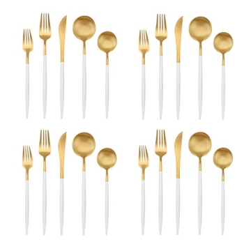 Elegant Bysta 20-Piece Matte Gold Silverware Set