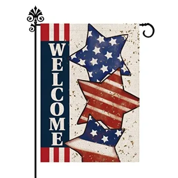 4th of July Garden Flag Stars Patriotic Striped Double Sided Welcome Fourth of July Independence Day...