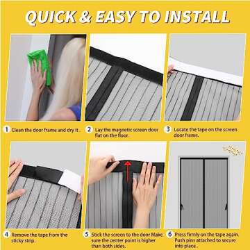 Magnetic Screen Door - Fits 30x80 Inch Door Sizes, Bug Protection