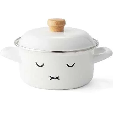 Adorable Fuji Horo Two-Handed Casserole Pot, Induction Safe, Miffy Face Design 8.7"