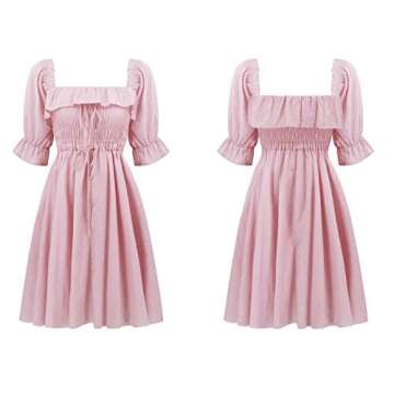 R.Vivimos Women's Summer Cotton Half Sleeves Backless Ruffled Mini A-Line Dress