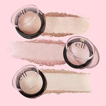 e.l.f., Baked Highlighter, Sheer, Shimmering, Hydrating, Blendable, Glides On, Creates a Radiant Glow, Nourishes, Apricot Glow, Infused with Vitamin E, Jojoba and Grape Oils, 0.16 Oz