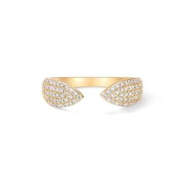 PAVOI 14K Yellow Gold Plated Cuff Statement Ring for Women | Cubic Zirconia Eternity Bands | Open Stackable Rings for Women | Size 9