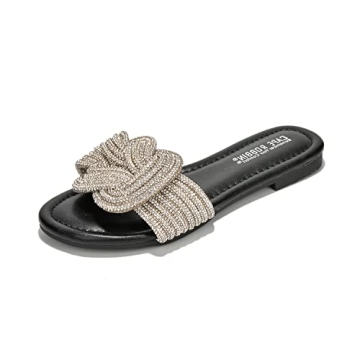 Cape Robbin Jeffer Slide Sandals Women - Open Toe Sparkly Sandals for Women - Summer Flat Sandals fo...