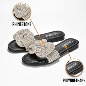 Cape Robbin Jeffer Slide Sandals with Rhinestones for Women