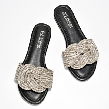 Cape Robbin Jeffer Slide Sandals with Rhinestones for Women