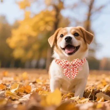 Stylish UP URARA PUP Fall Dog Collar with Bow Tie