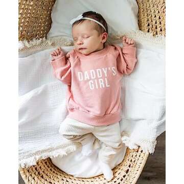 CREAIRY Newborn Baby Girl Outfits Daddy’s Girl Sweatshirt Long Sleeve T-Shirt Tops Pants Set Sweat...
