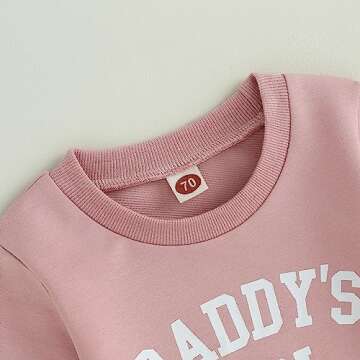 CREAIRY Newborn Baby Girl Outfits Daddy’s Girl Sweatshirt Long Sleeve T-Shirt Tops Pants Set Sweatsuit Toddler Fall Clothes (Pink, 0-6 Months)