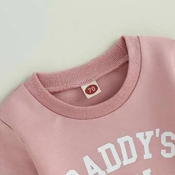 CREAIRY Newborn Baby Girl Outfits Daddy’s Girl Sweatshirt Long Sleeve T-Shirt Tops Pants Set Sweatsuit Toddler Fall Clothes (Pink, 0-6 Months)