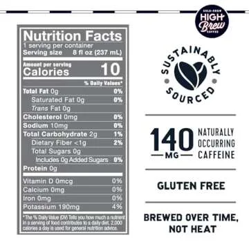 High Brew Black & Bold Cold Brew Coffee, Caffeinated, Dairy Free, 8 Ounces (Pack Of 12)