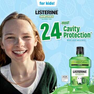 Listerine Smart Rinse Kids Mouthwash, ADA Accepted, Alcohol-Free Anticavity Sodium Fluoride Mouthwas...