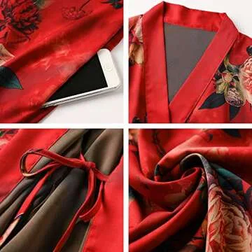 Stylish Ledamon Women's Kimono Robe - Floral Design