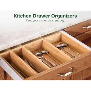 Kootek Bamboo Drawer Organizer Set 8-Piece Eco-Friendly