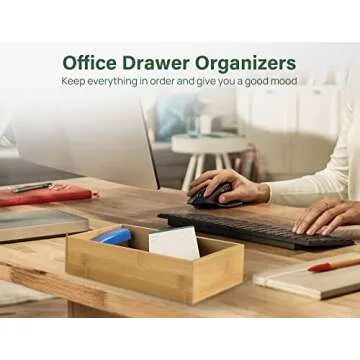 Kootek Bamboo Drawer Organizer Set 8-Piece Eco-Friendly