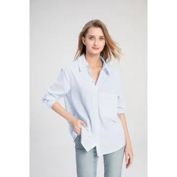 Minibee Women's Casual Cotton Linen Blouse Plus Size Tops