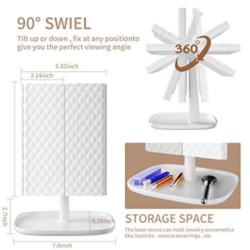 Makeup Vanity Mirror with Lights, 3 Color Lighting Modes 52 LED Trifold Portable Mirror, 1X 2X 3X Ma...