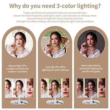 Trifold Makeup Mirror with Lights & 3 Color Modes