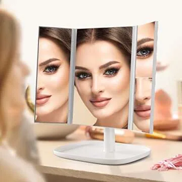 Trifold Makeup Mirror with Lights & 3 Color Modes