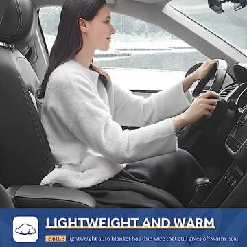 Sealy 12-Volt Heated Car Blanket, Portable Heated Blanket with 3 Heating Levels & 4 Hours Auto Off, Electric Blanket for Car, Truck, SUV, RV or Camping, Machine Washable, 59" X 43", Charcoal