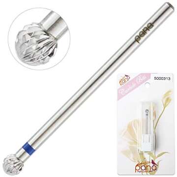 Premium PANA 3/32" Cuticle Clean Nail Carbide Bit for Professional, Nail Salon, Nail Trimmer, Under Nail Cleaner, Electric Drill Machine, Manicure Tools (Silver-Small Ball Head, Medium)