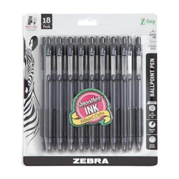 Zebra Pen Z-Grip Retractable Ballpoint Pen - Smooth Writing Quality 18-Pack
