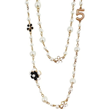 Elegant Designer Imitation Pearl Necklace with Camellia Charm for Layered Style