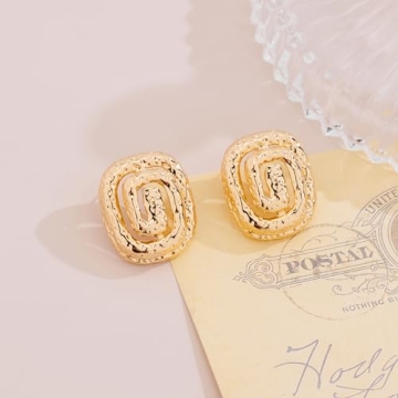 YUJIE Gold Chunky Earrings Vintage Statement Jewelry