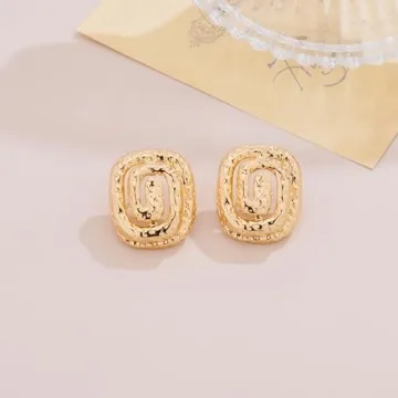 YUJIE Gold Chunky Earrings Vintage Statement Jewelry