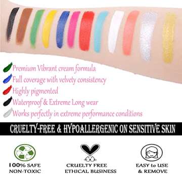 CCbeauty Professional 12 Colors Face Body Paint Kit Oil Non Toxic High Pigment Creamy Painting Palet...