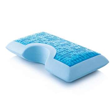 MALOUF Z Side Sleeper Shoulder Cutout Dough Memory Foam Pillow with Liquid Gel Layer-Queen, Blue