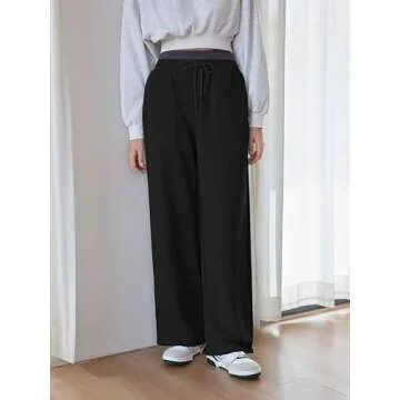 CIDER Women’s Wide Leg Sweatpants - High Waisted Straight Leg Casual Lounge Sweat Pants with Pockets Spring