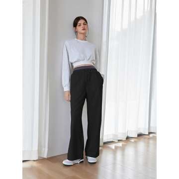 CIDER Women’s Wide Leg Sweatpants - High Waisted Straight Leg Casual Lounge Sweat Pants with Pockets Spring