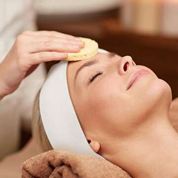 WILLBOND 90 Pieces Disposable Headbands for Women Facial Spa Headbands Stretch Non Woven Hairband Skin Care Headbands with Soft Convenient Closure Salons (White)