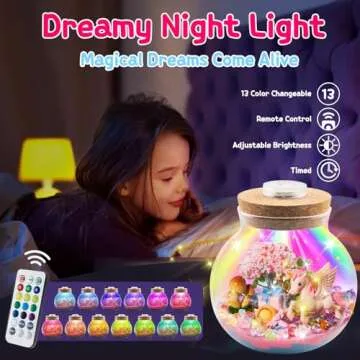 Hollyhi Light Up Terrarium Kit for Kids, DIY Unicorn Toys for 3 4 5 6 7 8 9 10 11 12 Year Old Girls ...