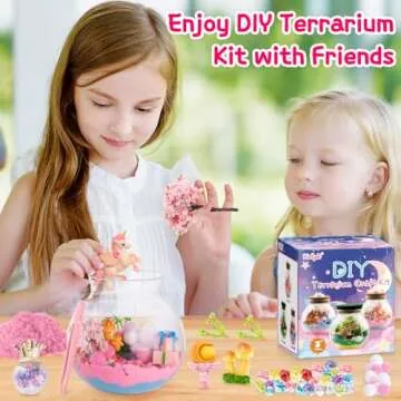 Hollyhi Light Up Terrarium Kit for Kids, DIY Unicorn Toys for 3 4 5 6 7 8 9 10 11 12 Year Old Girls Boys, Night Light Unicorn Terrarium Kit Arts and Crafts for Girls, Kids Christmas Birthday Gifts