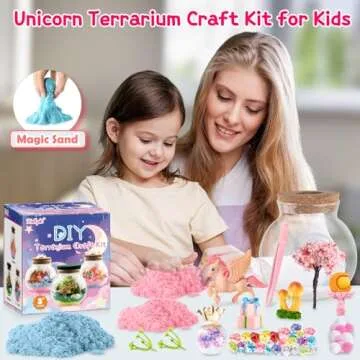Hollyhi Light Up Terrarium Kit for Kids, DIY Unicorn Toys for 3 4 5 6 7 8 9 10 11 12 Year Old Girls Boys, Night Light Unicorn Terrarium Kit Arts and Crafts for Girls, Kids Christmas Birthday Gifts