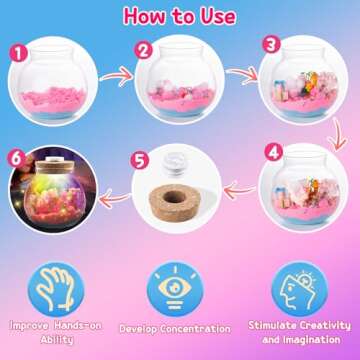 Hollyhi Light Up Terrarium Kit for Kids, DIY Unicorn Toys for 3 4 5 6 7 8 9 10 11 12 Year Old Girls Boys, Night Light Unicorn Terrarium Kit Arts and Crafts for Girls, Kids Christmas Birthday Gifts