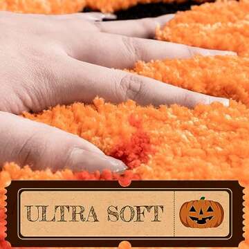 UNIBATH Halloween Bathroom Decor Fall Pumpkin Bathroom Rugs Non Slip Funny Cute Bath Mats for Bathroom Shower Tub Microfiber Washable Absorbent Carpet Autumn Home Decoration, Orange