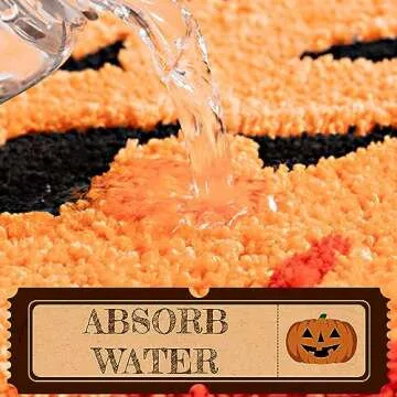 UNIBATH Halloween Bathroom Decor Fall Pumpkin Bathroom Rugs Non Slip Funny Cute Bath Mats for Bathroom Shower Tub Microfiber Washable Absorbent Carpet Autumn Home Decoration, Orange