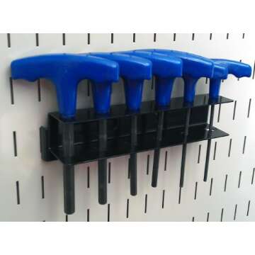 Wall Control Screwdriver Holder Bracket Slotted Metal Pegboard Accessory Slotted Tool Board - Black