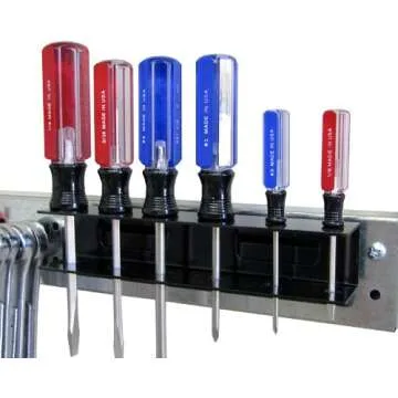 Wall Control Screwdriver Holder Bracket Slotted Metal Pegboard Accessory Slotted Tool Board - Black