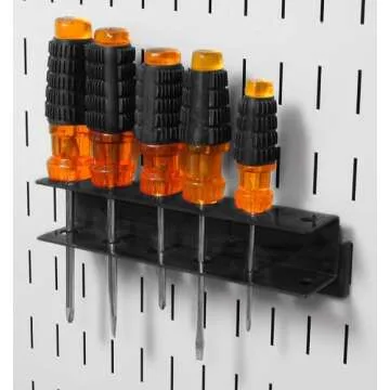 Wall Control Screwdriver Holder Bracket Slotted Metal Pegboard Accessory Slotted Tool Board - Black