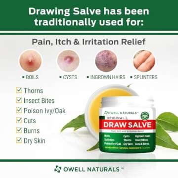 OWELL Naturals Drawing Salve Ointment 1oz, ingrown Hair Boil, Splinter Remover, Bug and Spider Bites, bee Sting, Mosquito bite Itch, Poison Ivy