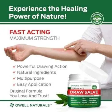 OWELL Naturals Drawing Salve Ointment 1oz, ingrown Hair Boil, Splinter Remover, Bug and Spider Bites, bee Sting, Mosquito bite Itch, Poison Ivy
