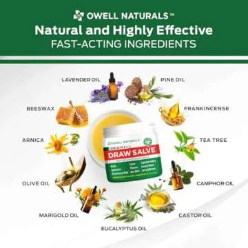 OWELL Naturals Drawing Salve Ointment 1oz, ingrown Hair Boil, Splinter Remover, Bug and Spider Bites, bee Sting, Mosquito bite Itch, Poison Ivy