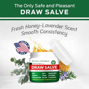 OWELL Naturals Drawing Salve Ointment 1oz, ingrown Hair Boil, Splinter Remover, Bug and Spider Bites, bee Sting, Mosquito bite Itch, Poison Ivy